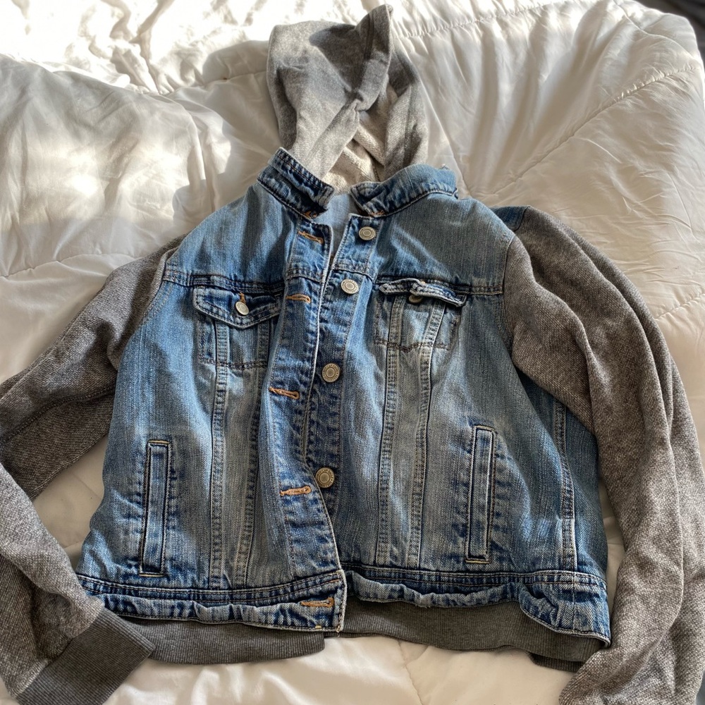 Stylish Denim and Gray Kids Jacket